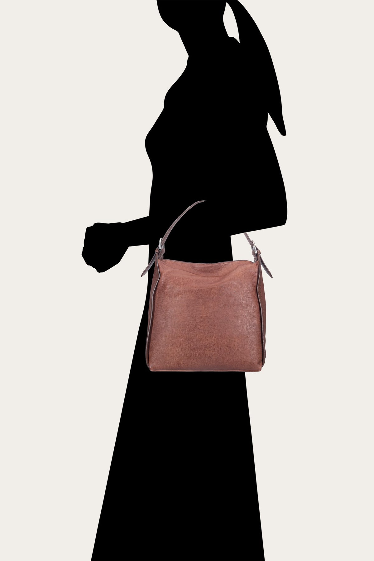 Women's Cognac Carla Studded Hobo Handbag