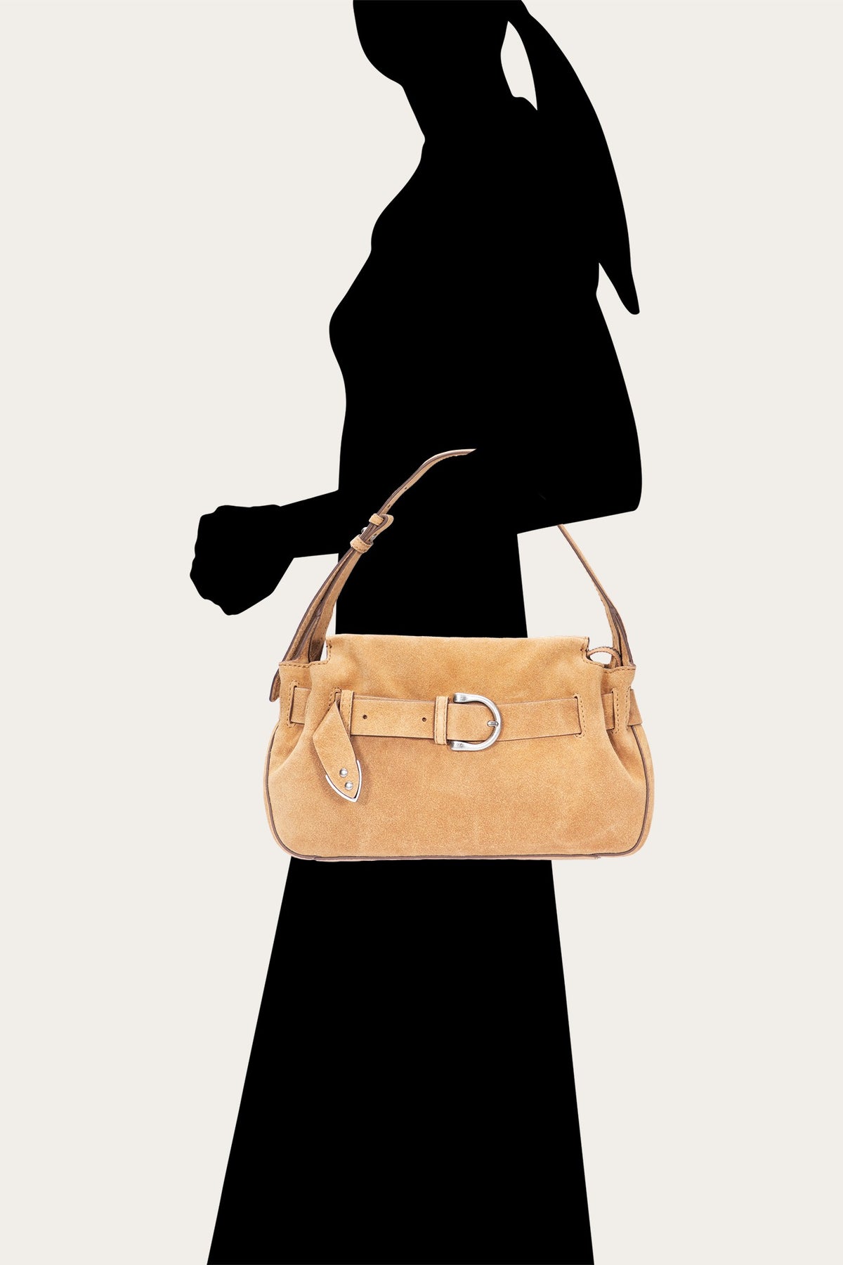 Women's Beige Heather Suede Shoulder Bag