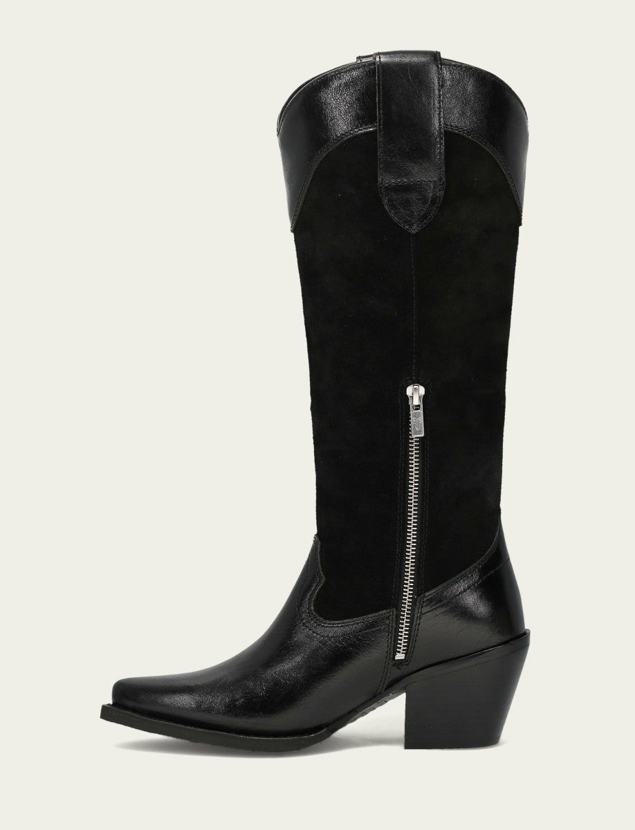 Women's Black Suede Laila Tall Chain Boot