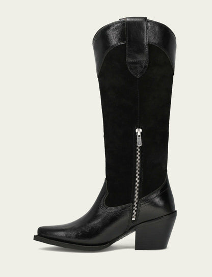 Women's Black Suede Laila Tall Chain Boot