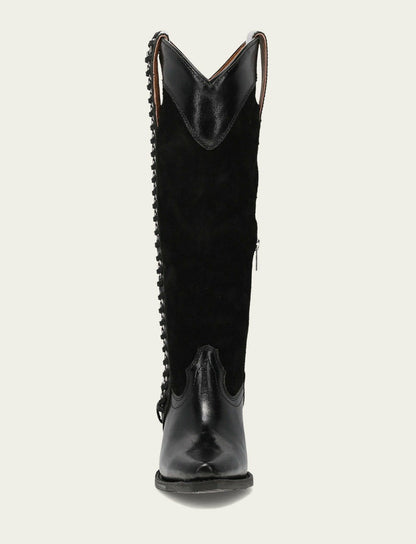 Women's Black Suede Laila Tall Chain Boot