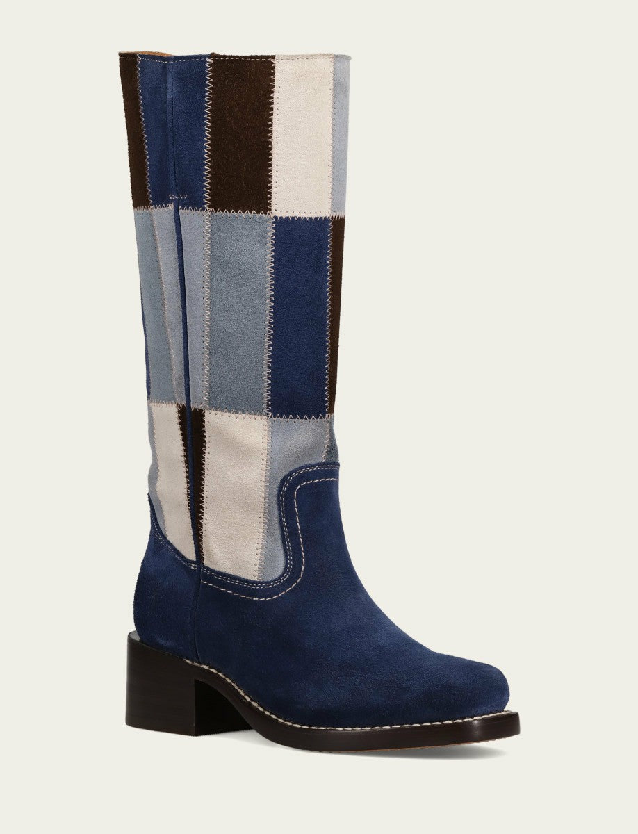 Women's Blue Multi Campus 14L Patchwork Tall Boot