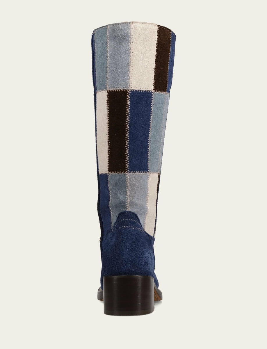 Women's Blue Multi Campus 14L Patchwork Tall Boot