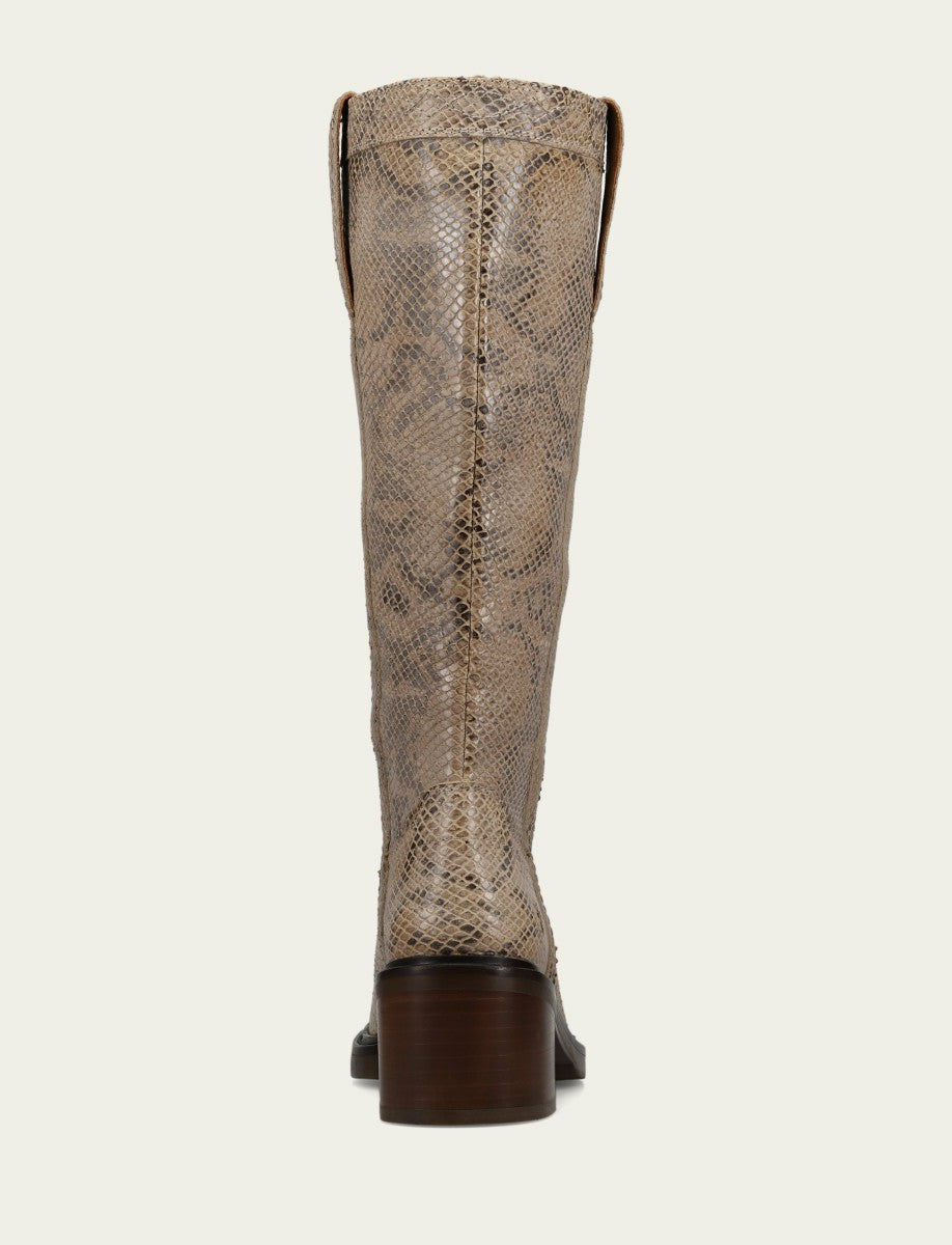 Women's Beige Snake Print Kate Pull On Riding Boot