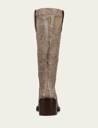 Women's Beige Snake Print Kate Pull On Riding Boot