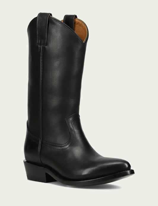 Women’s Black Leather Mid-Calf Billy Pull On Boots
