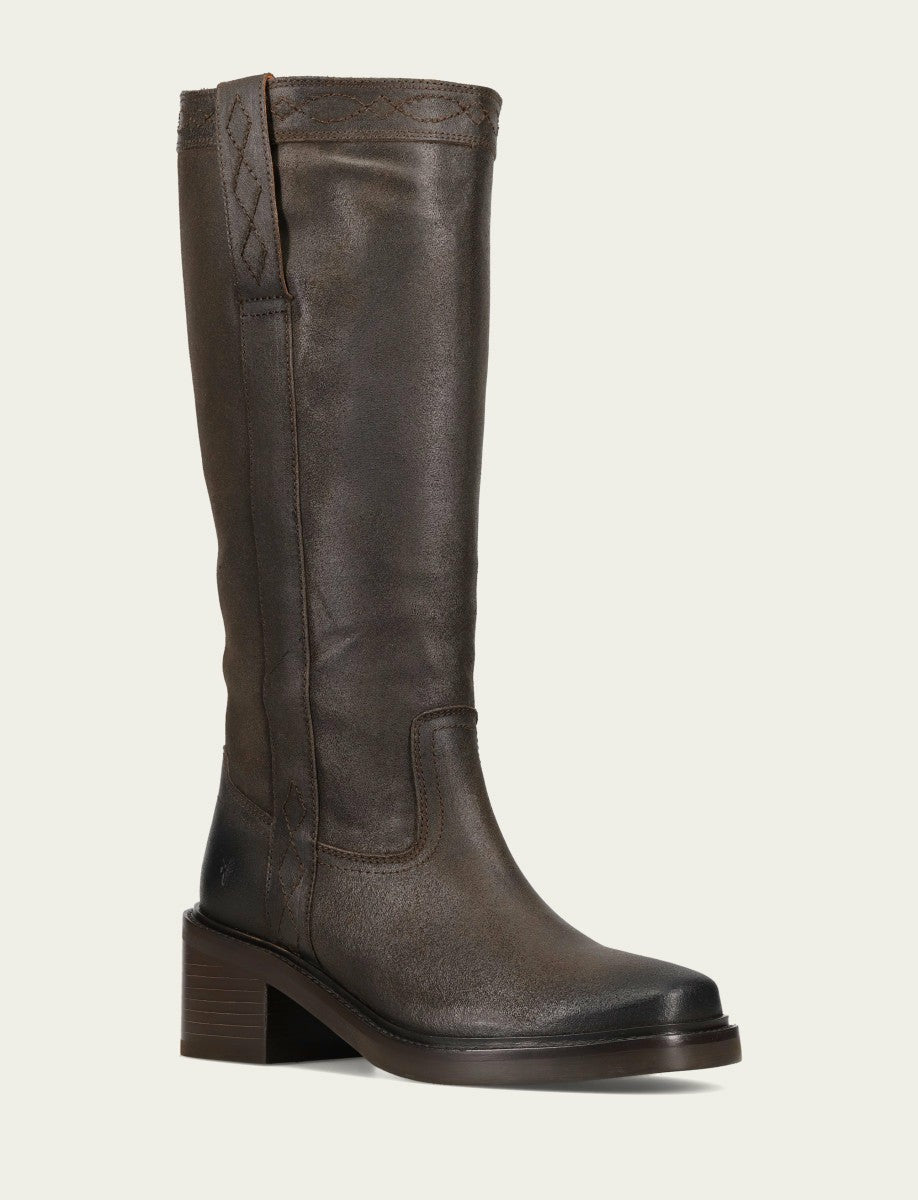 Women's Chocolate Suede Kate Pull On Tall Riding Boot