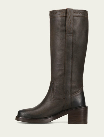 Women's Chocolate Suede Kate Pull On Tall Riding Boot