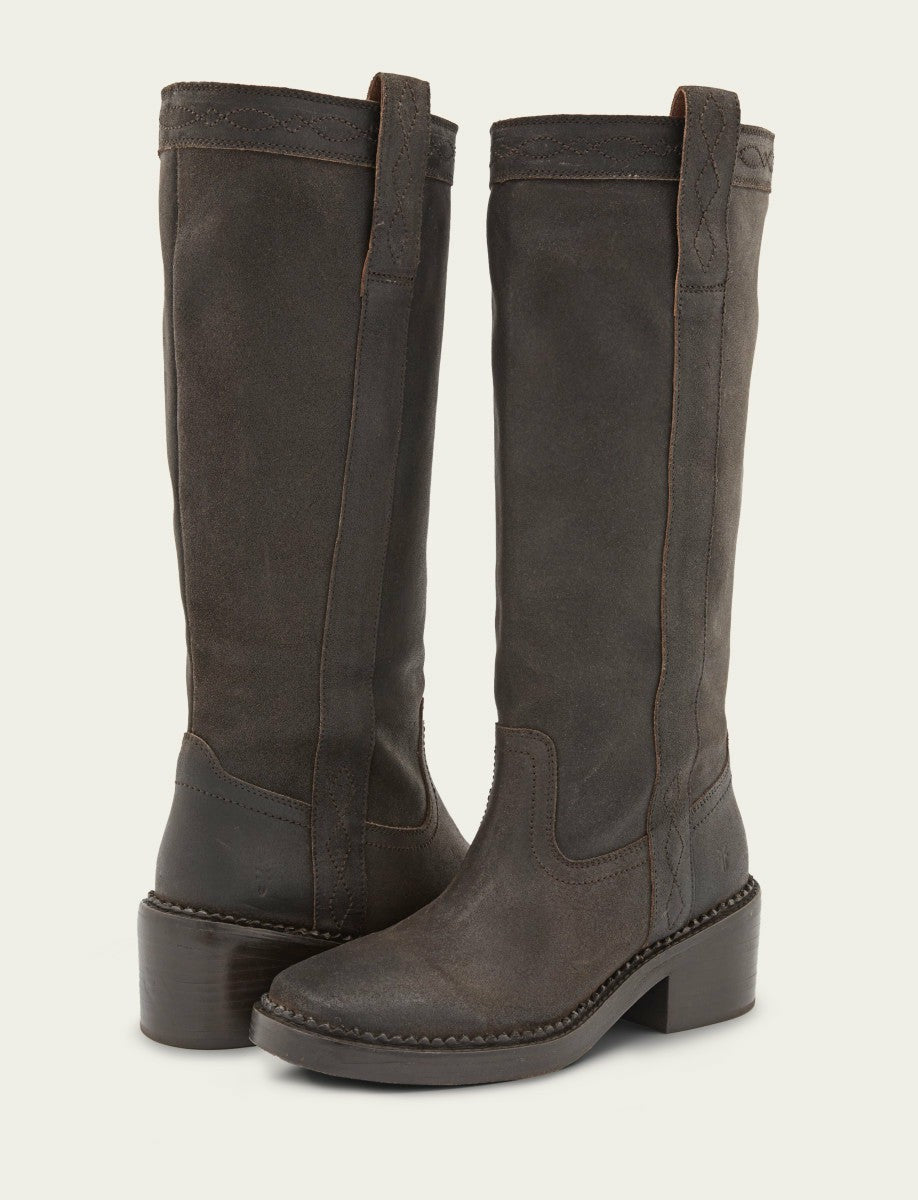 Women's Chocolate Suede Kate Pull On Tall Riding Boot