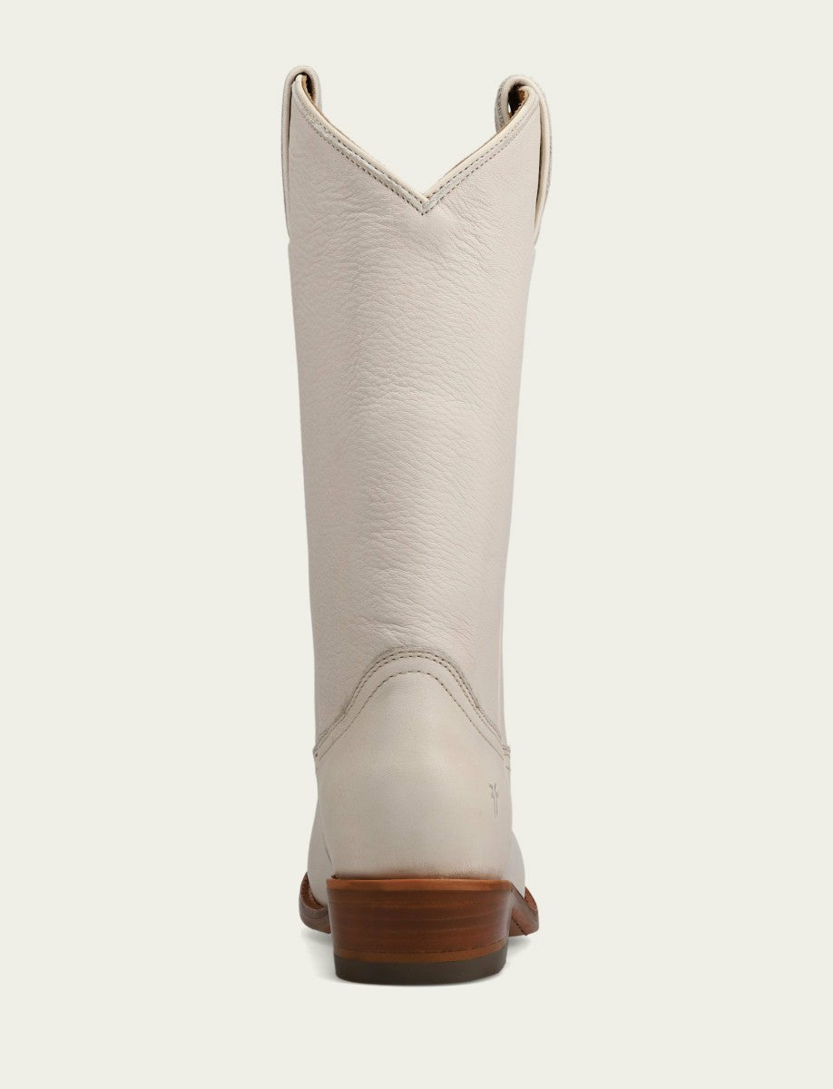 Women’s White Leather Mid-Calf Billy Pull On Boots