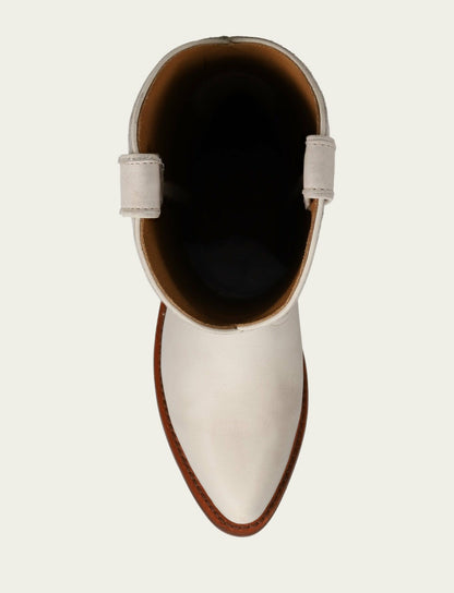 Women’s White Leather Mid-Calf Billy Pull On Boots