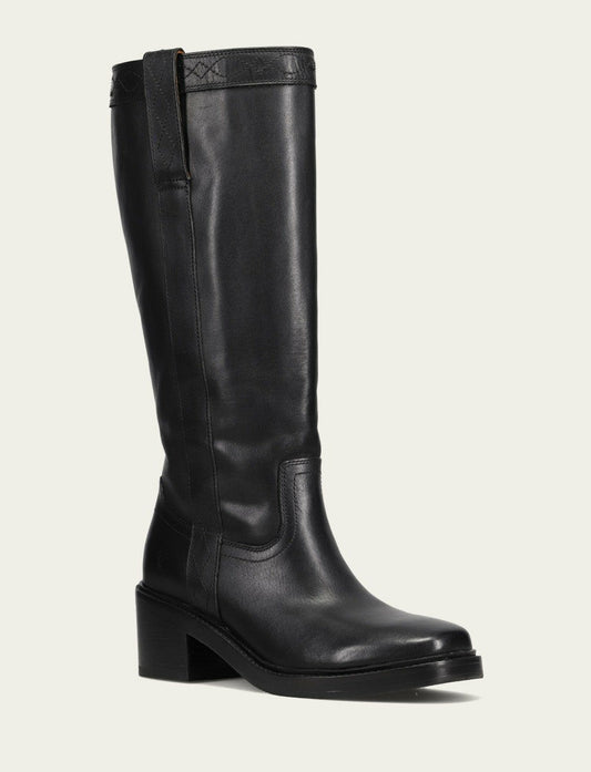 Women's Black Kate Pull On Wide Calf Tall Boots