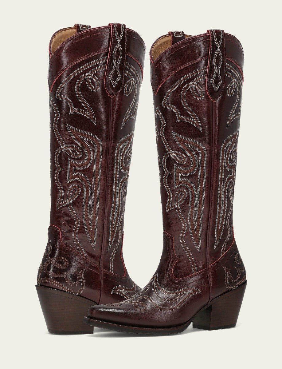 Women’s Bordeaux Laila Double F Deco Leather Boots