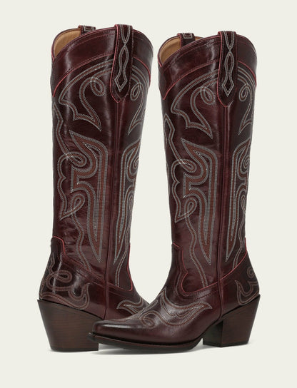 Women’s Bordeaux Laila Double F Deco Leather Boots