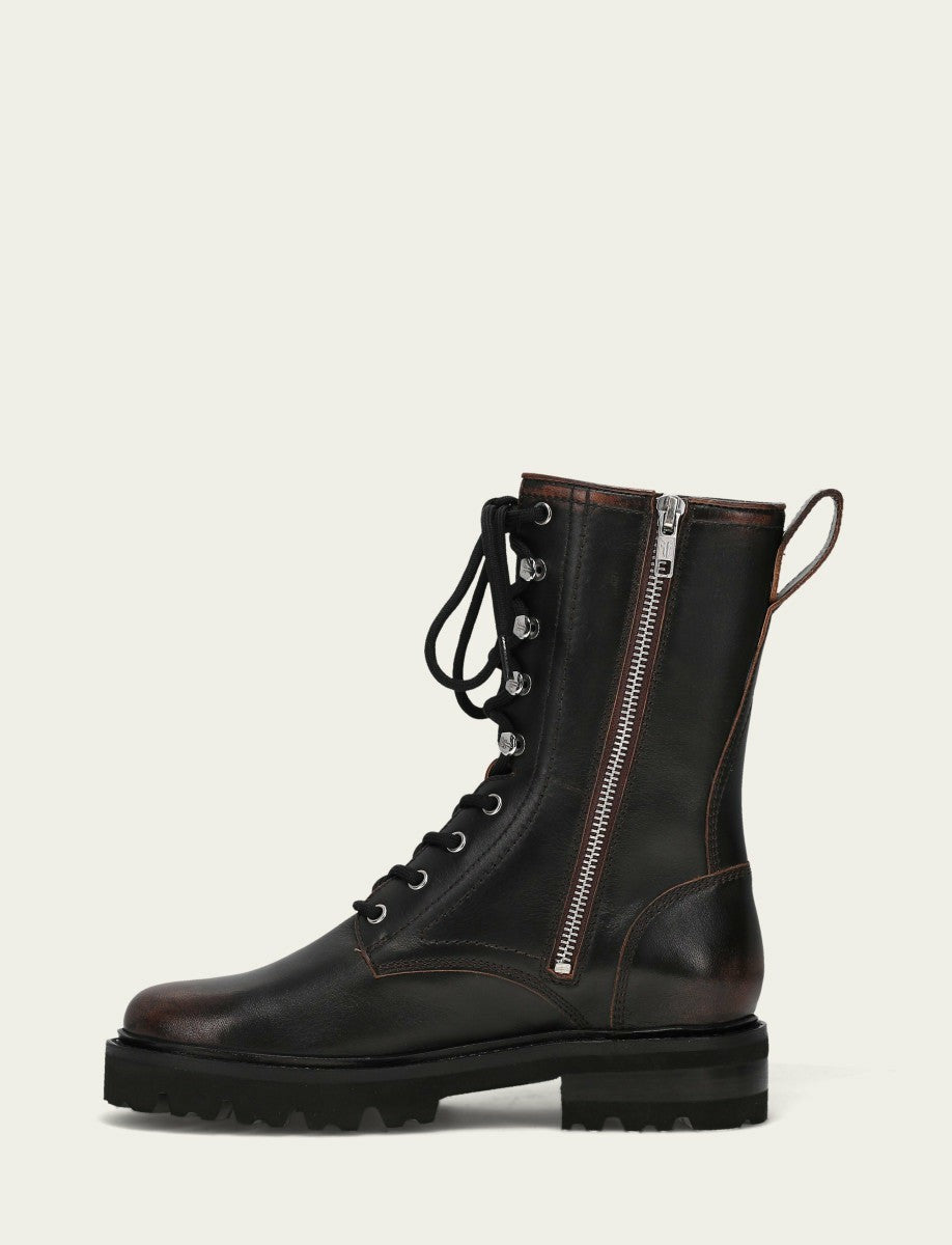 Women's Antique Black Olivia Combat Boot