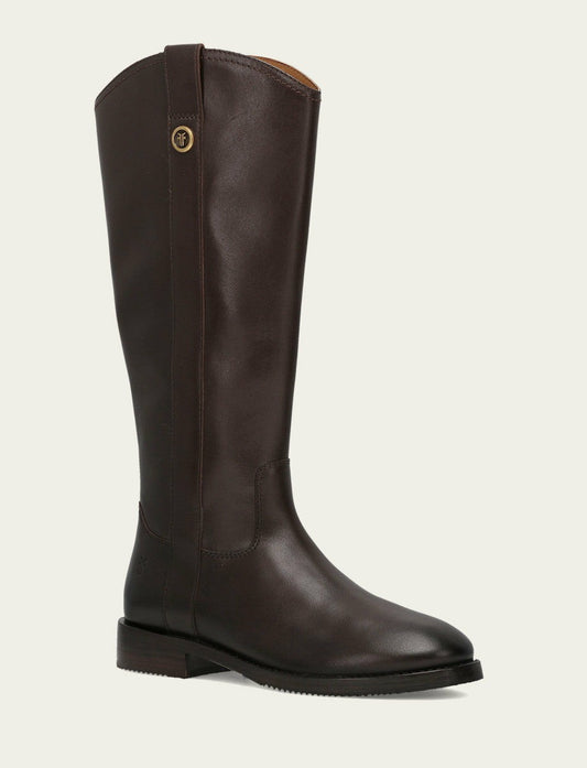 Women's Dark Brown Melissa Button Tall Inside Zip Wide Calf Boot