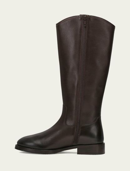Women's Dark Brown Melissa Button Tall Inside Zip Wide Calf Boot