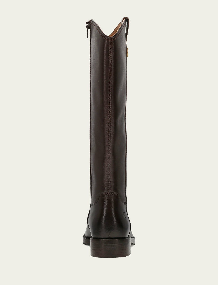 Women's Dark Brown Melissa Button Tall Inside Zip Wide Calf Boot