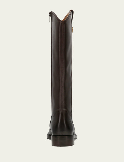 Women's Dark Brown Melissa Button Tall Inside Zip Wide Calf Boot