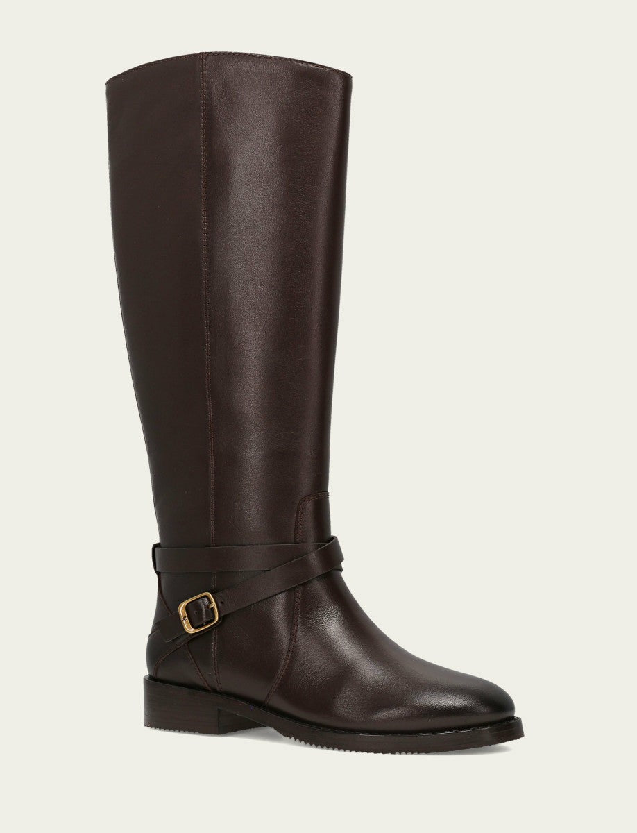 Women's Dark Brown Melissa Belted Riding Boot
