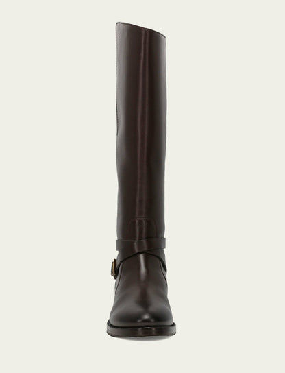 Women's Dark Brown Melissa Belted Riding Boot