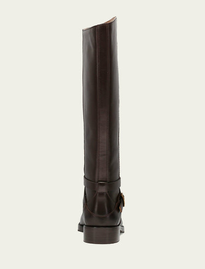 Women's Dark Brown Melissa Belted Riding Boot