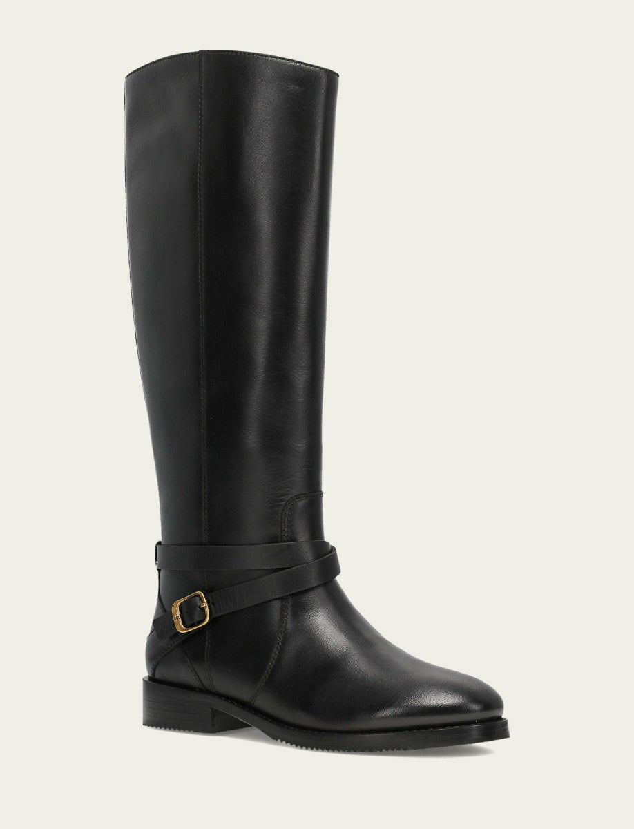 Women's Black Melissa Belted Riding Boot