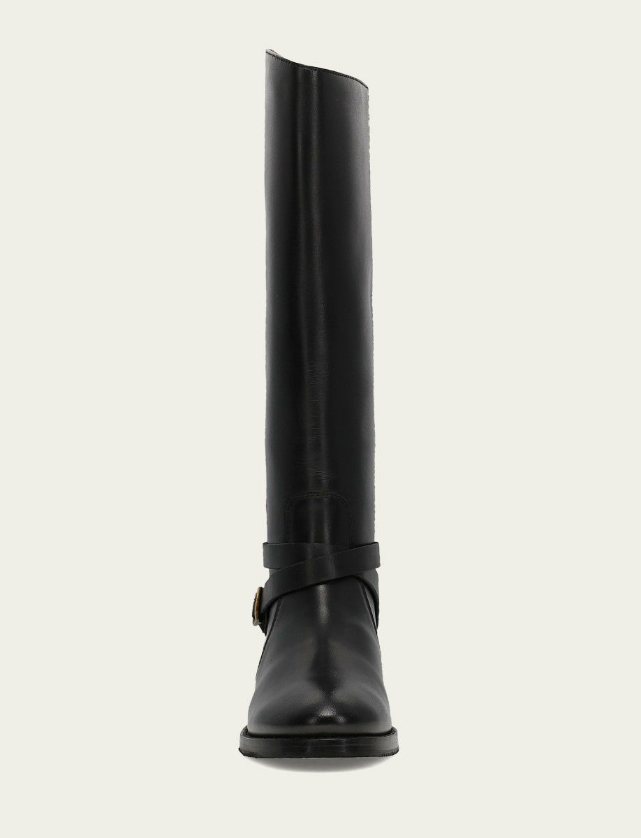 Women's Black Melissa Belted Riding Boot