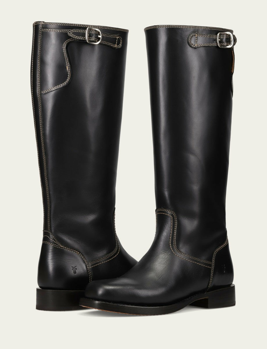Women's Black Campus Low Heel Tall Riding Boot