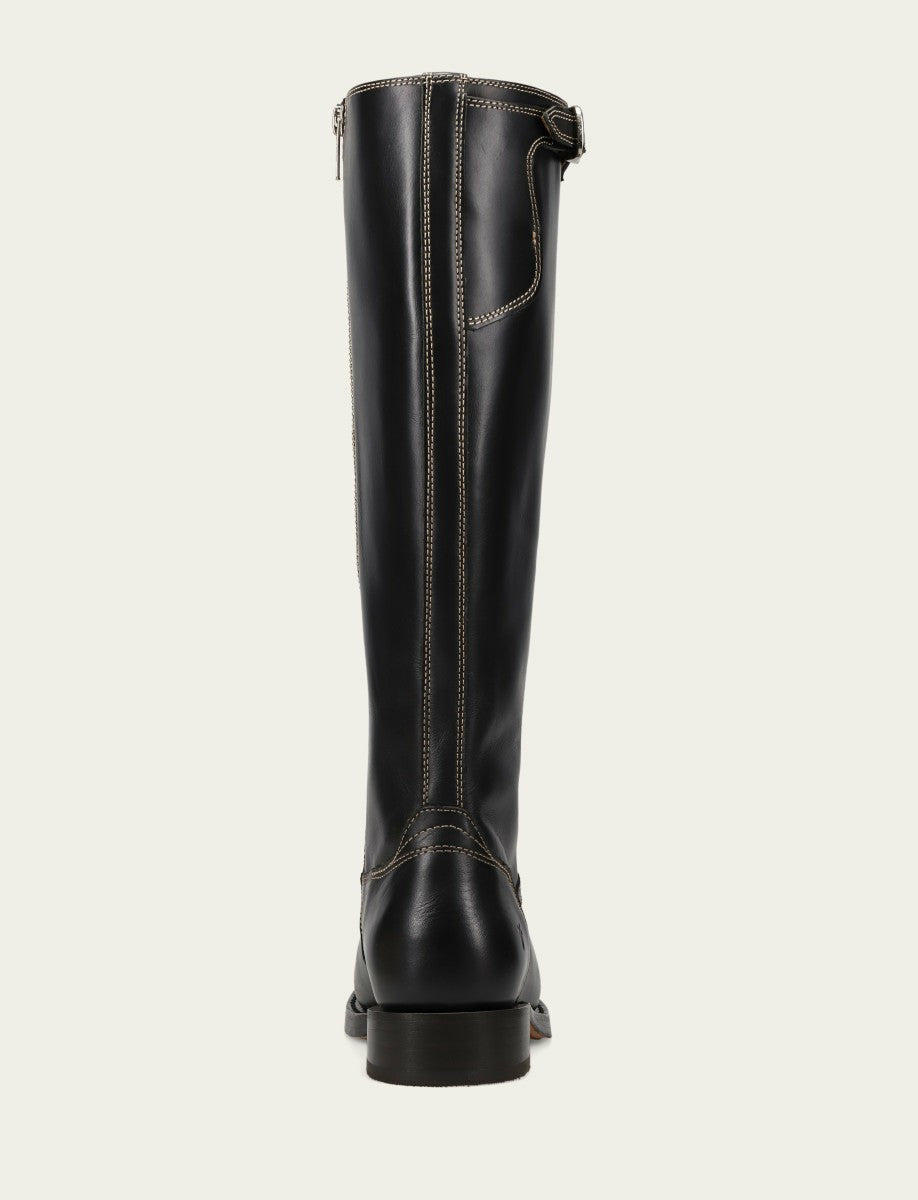 Women's Black Campus Low Heel Tall Riding Boot