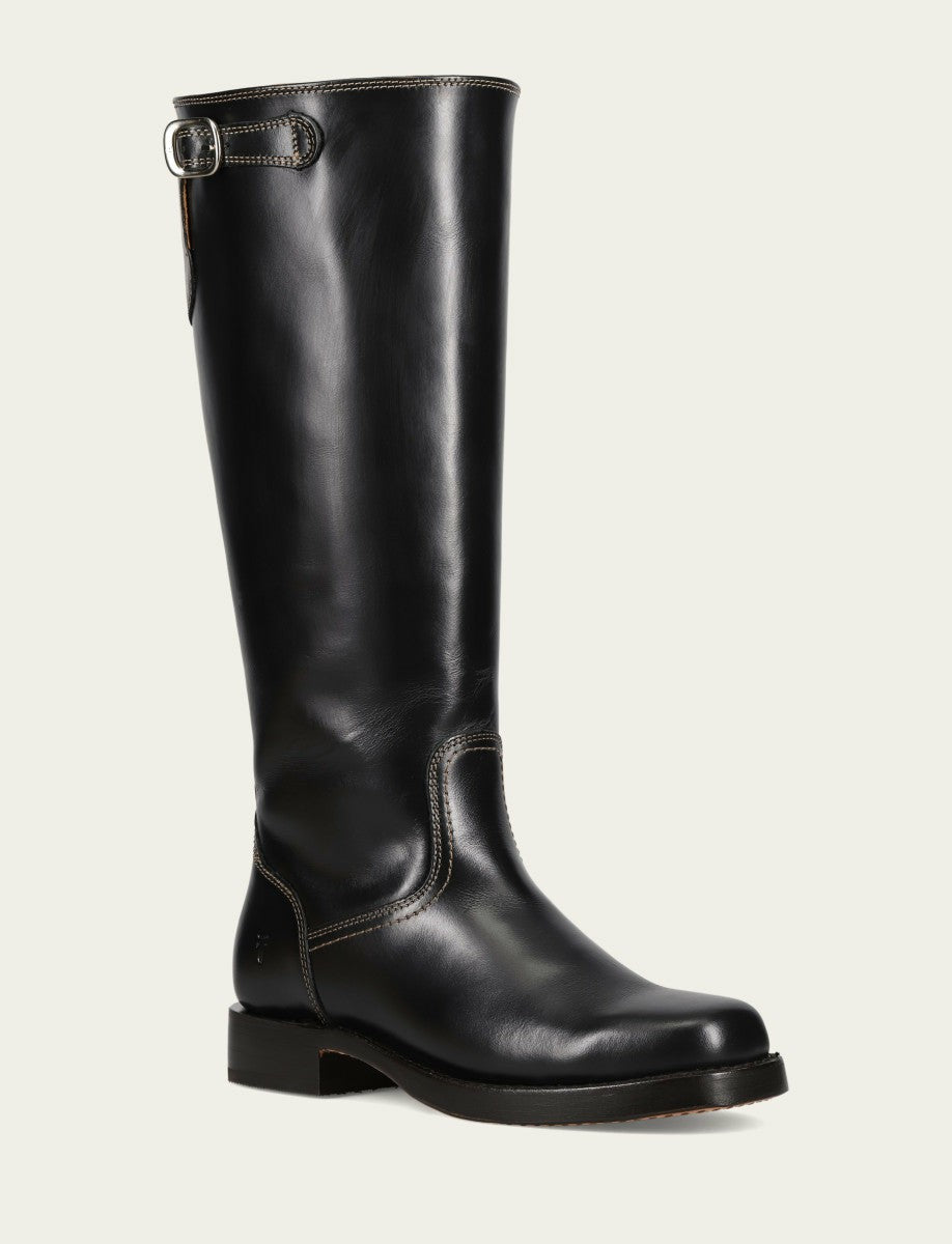 Women's Black Campus Low Heel Tall Riding Wide Calf Boot