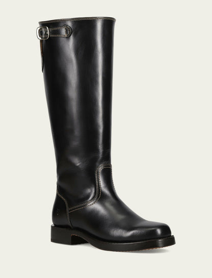 Women's Black Campus Low Heel Tall Riding Wide Calf Boot