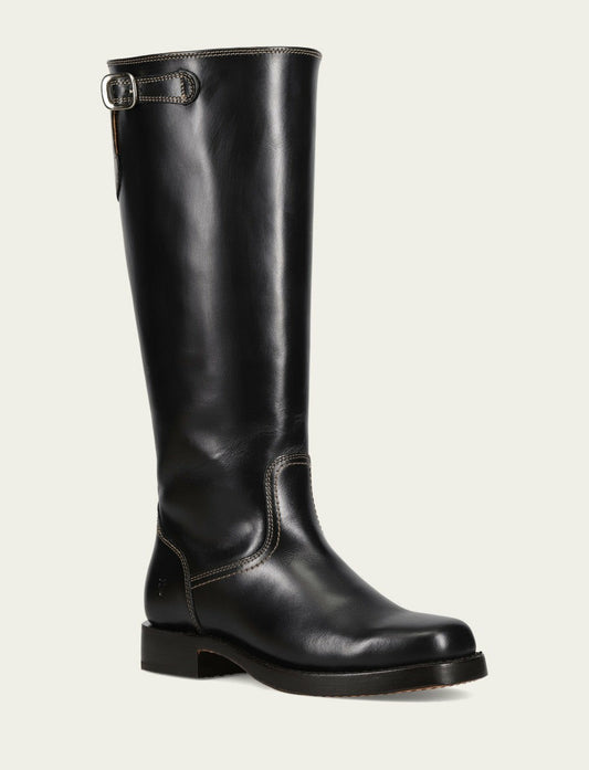 Women's Black Campus Low Heel Tall Riding Wide Calf Boot