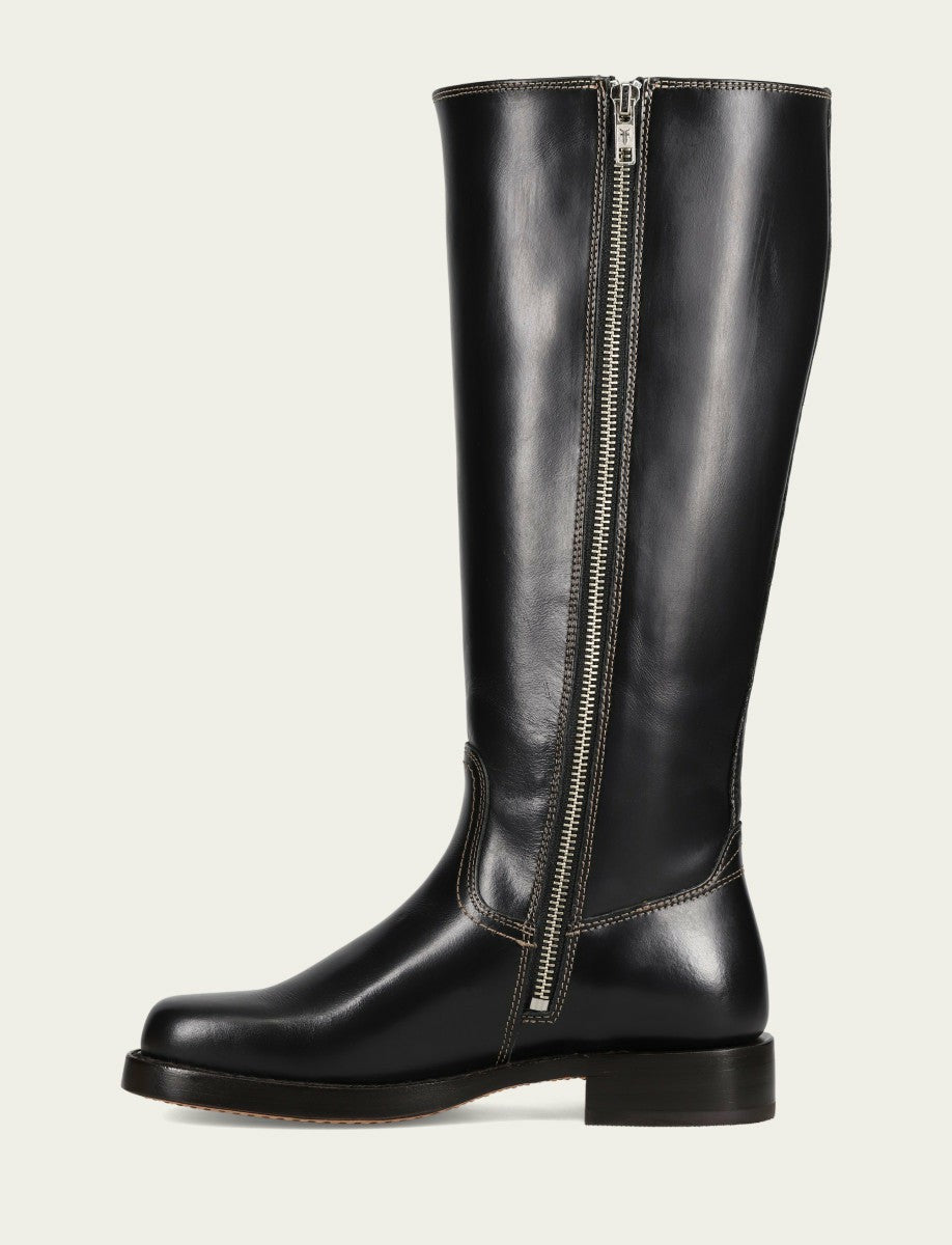 Women's Black Campus Low Heel Tall Riding Wide Calf Boot