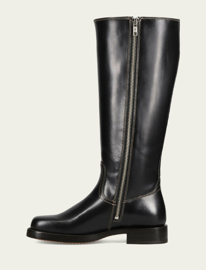 Women's Black Campus Low Heel Tall Riding Wide Calf Boot