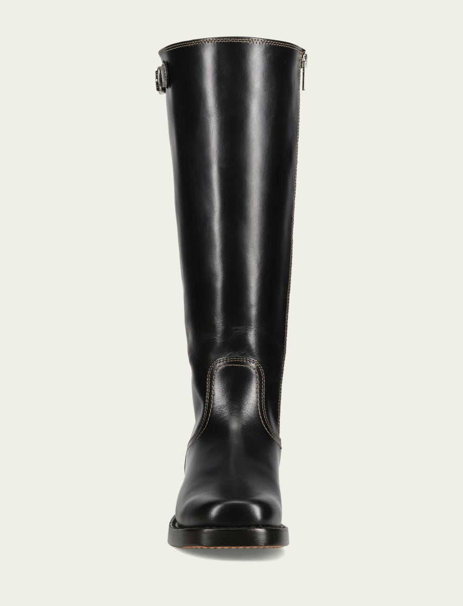 Women's Black Campus Low Heel Tall Riding Wide Calf Boot