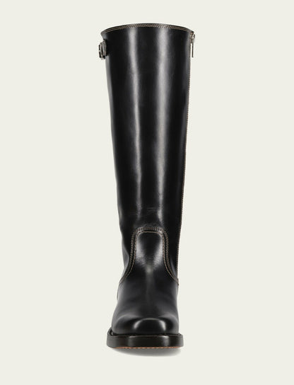 Women's Black Campus Low Heel Tall Riding Wide Calf Boot