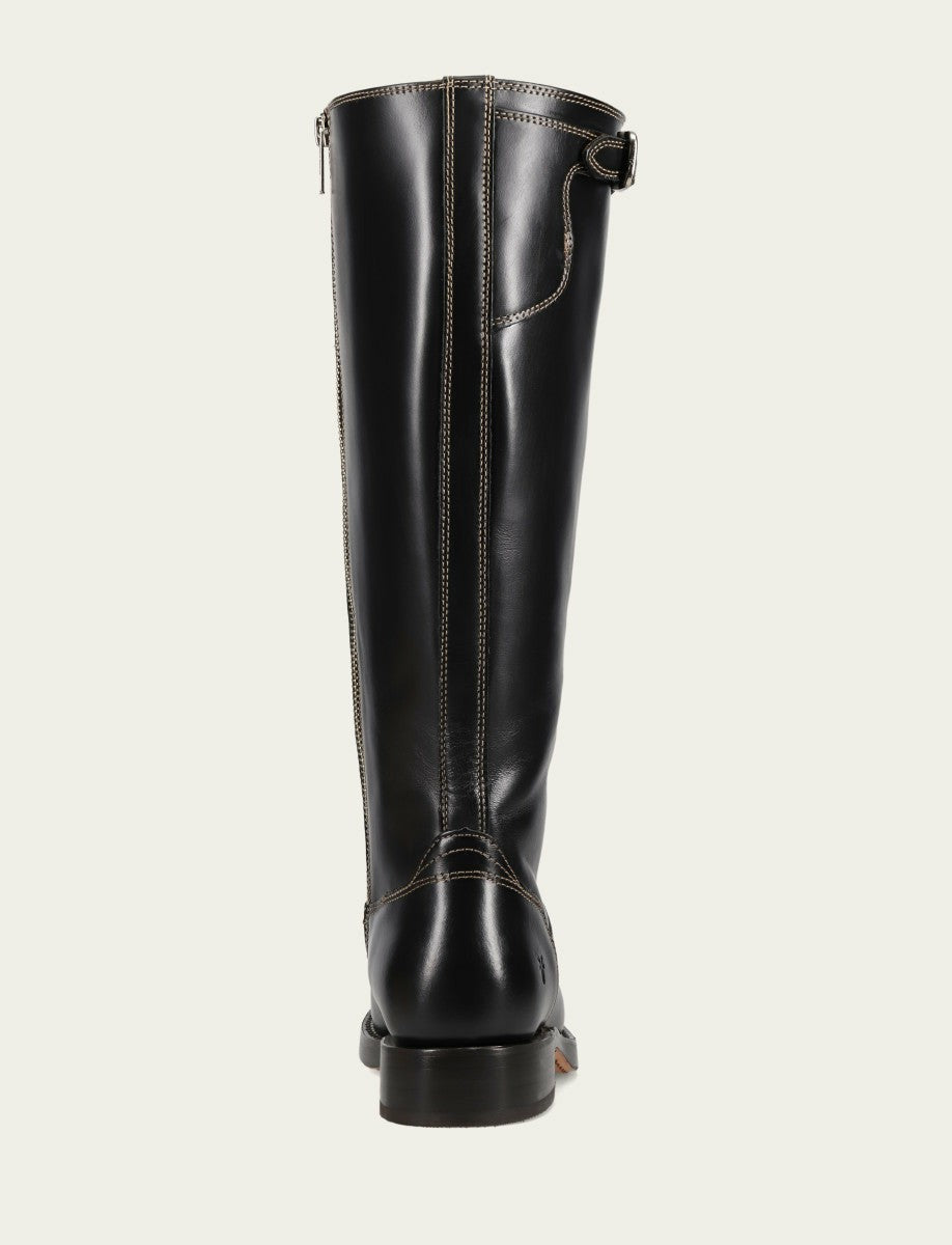 Women's Black Campus Low Heel Tall Riding Wide Calf Boot