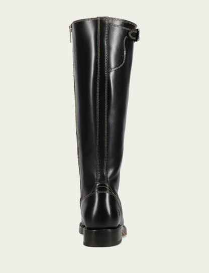 Women's Black Campus Low Heel Tall Riding Wide Calf Boot