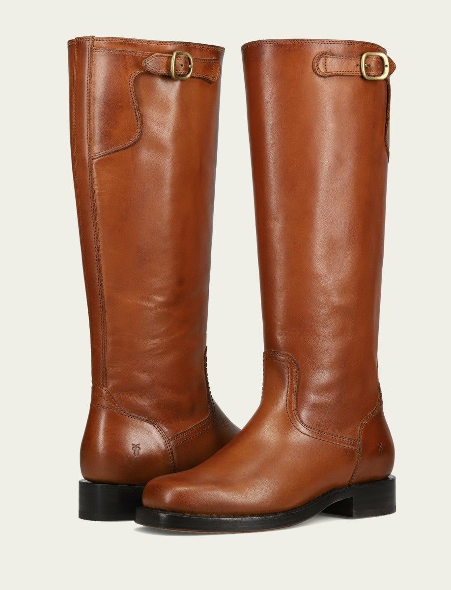 Women's Cognac Campus Low Heel Tall Riding Boot