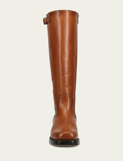 Women's Cognac Campus Low Heel Tall Riding Boot
