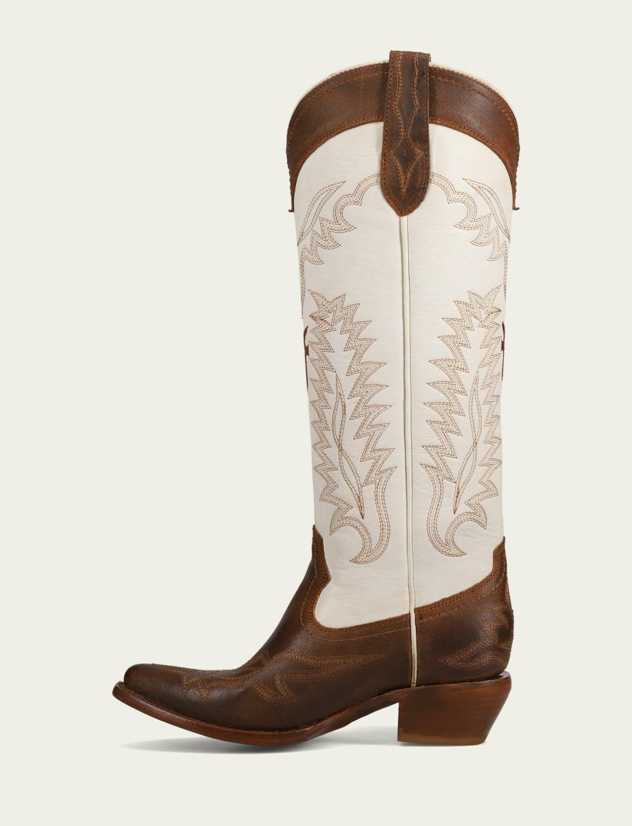 Women’s Toffee White Sacha Feather Deco Tall Boots