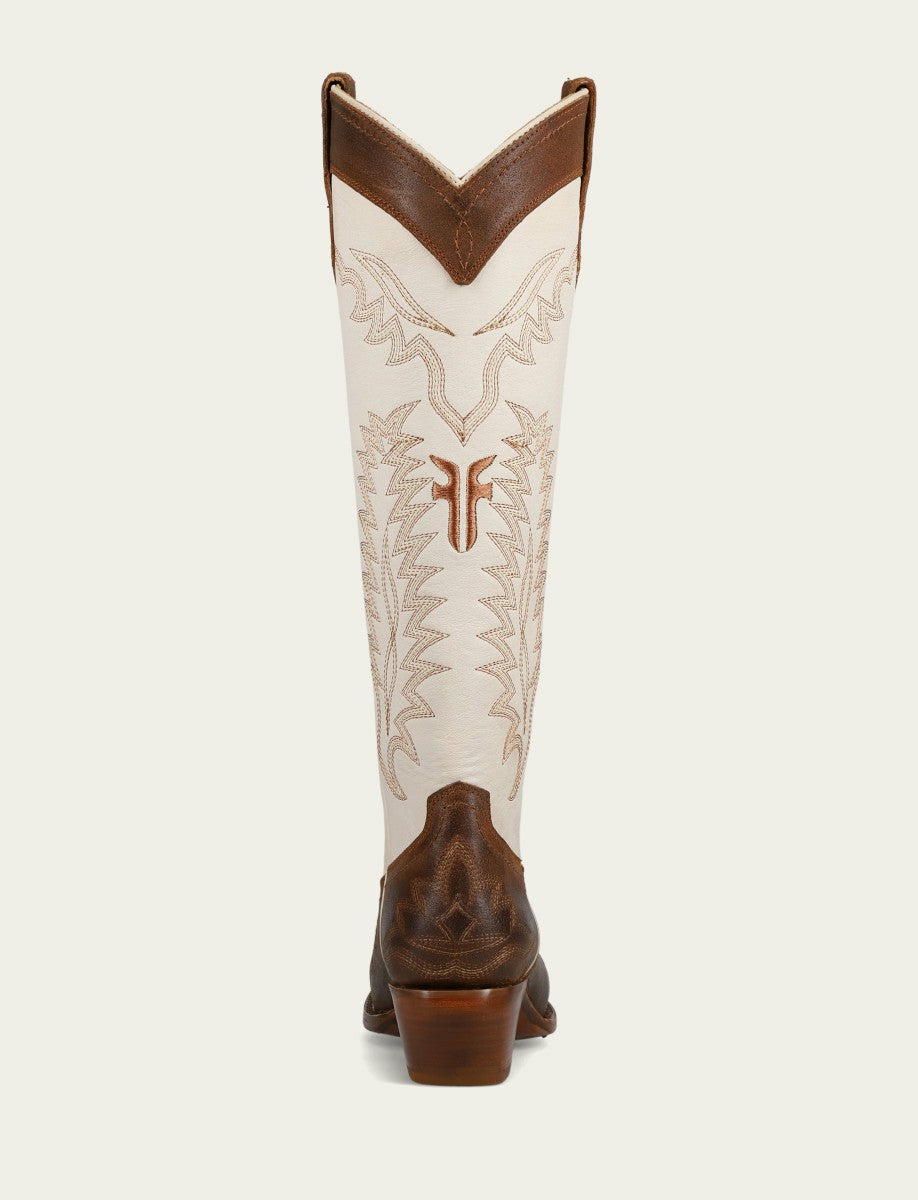 Women’s Toffee White Sacha Feather Deco Tall Boots