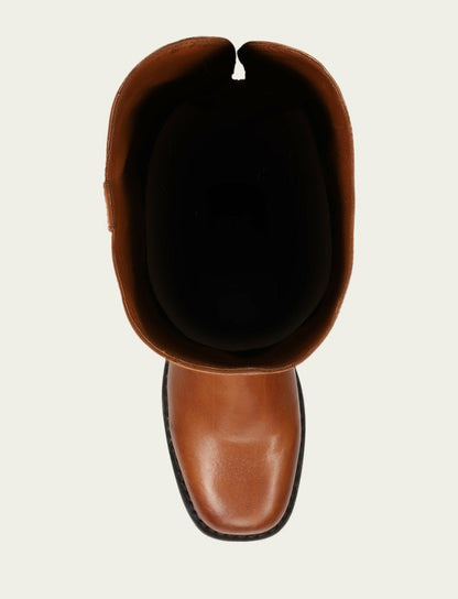 Women's Cognac Campus Low Heel Over The Knee Boot