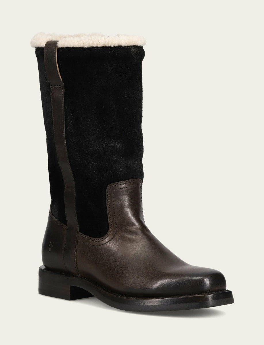 Women's Black Campus Low Heel Mid Shearling Boot
