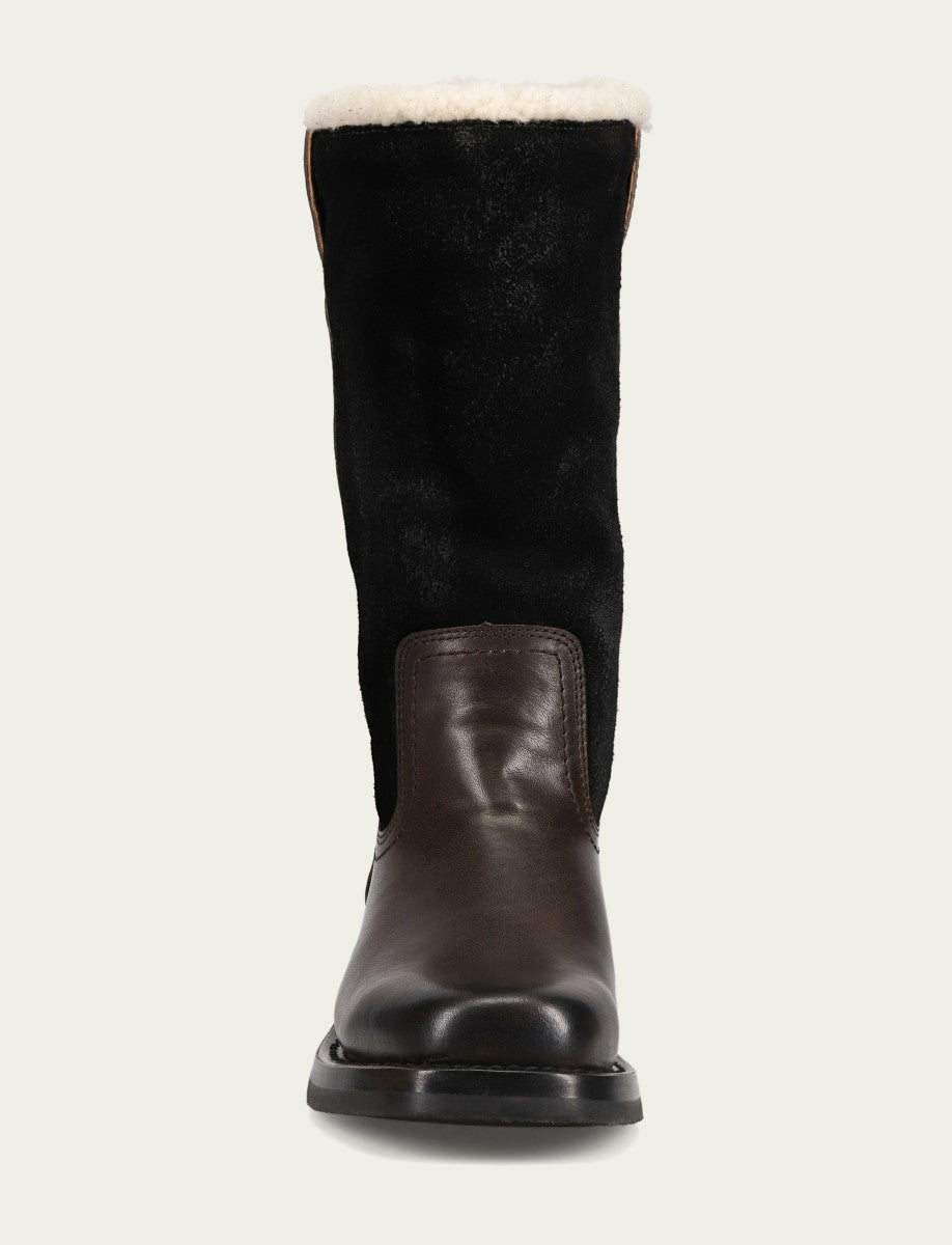 Women's Black Campus Low Heel Mid Shearling Boot