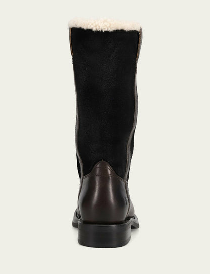 Women's Black Campus Low Heel Mid Shearling Boot