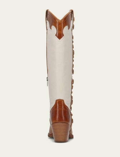 Women’s Amber Ivory Leather Laila Tall Rhinestone Boots