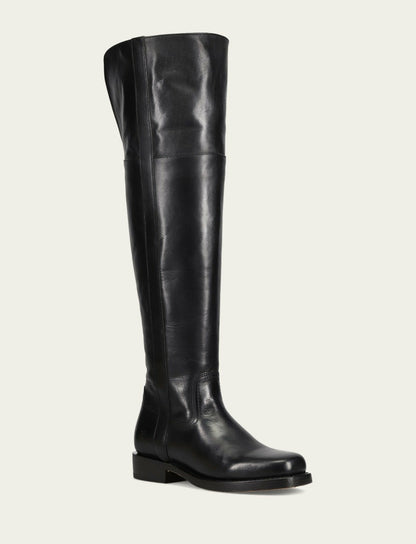 Women's Black Campus Low Heel Over The Knee Boot
