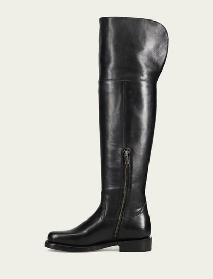 Women's Black Campus Low Heel Over The Knee Boot